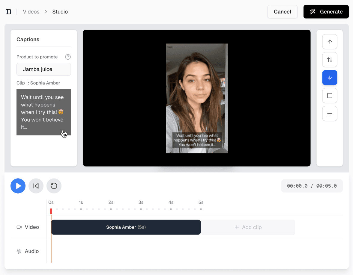 Video studio interface