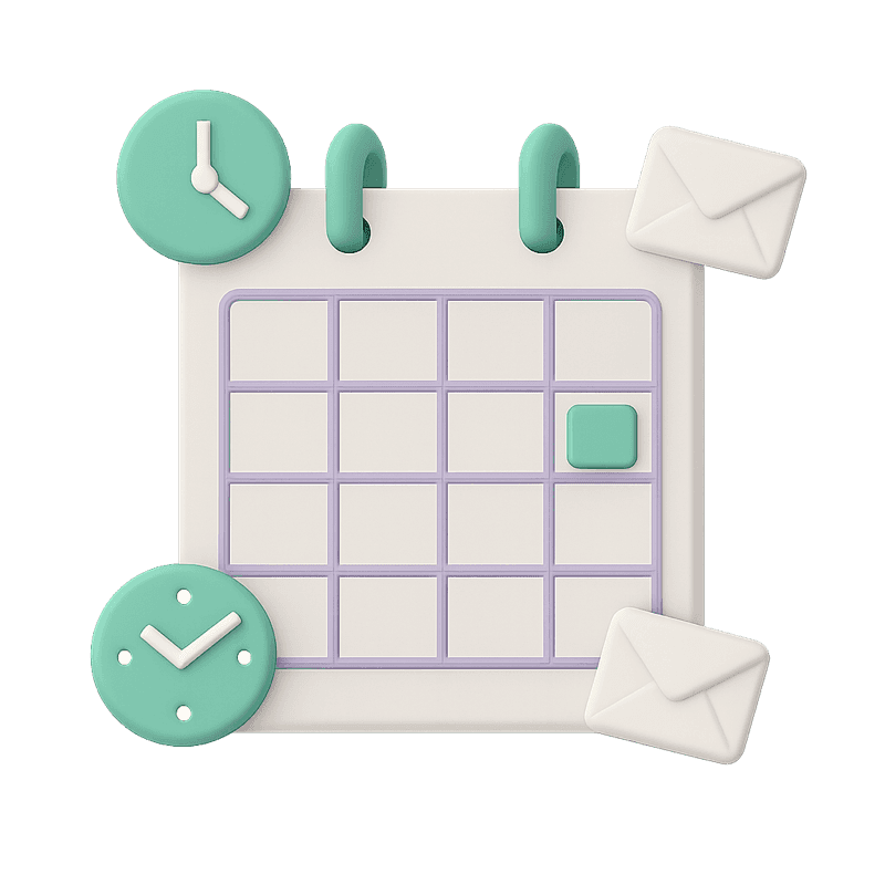 Illustration showing a calendar and clocks, representing wasted time